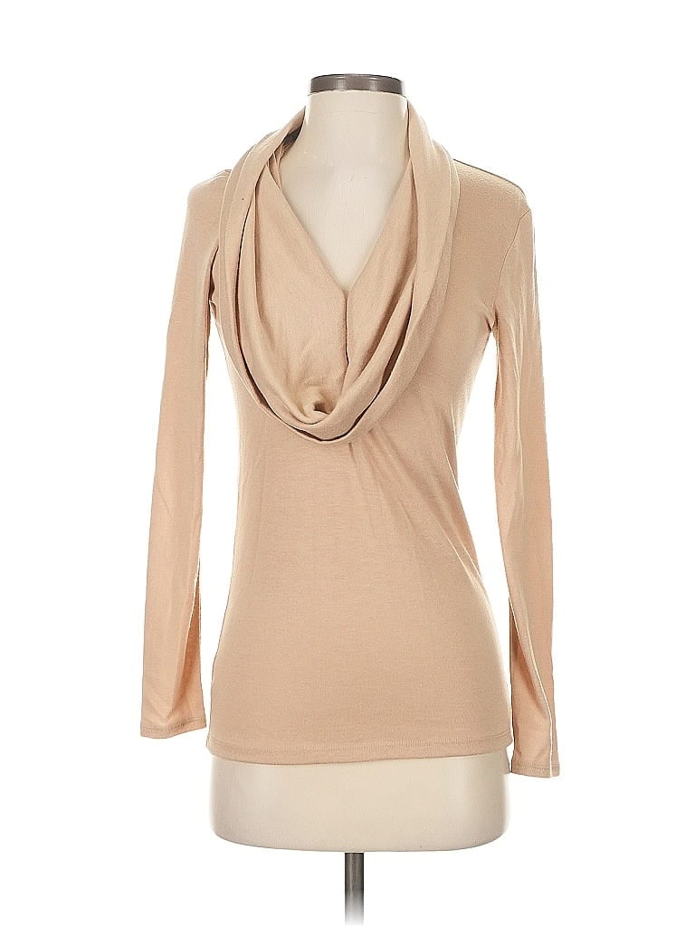 ANN TAYLOR Pre-owned Long Sleeve Top Tan Cowl Neck Tops In Brown