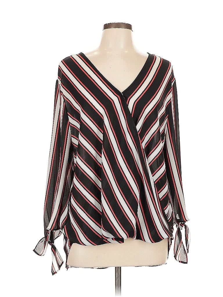 Pre-owned Everleigh Long Sleeve Blouse In Black