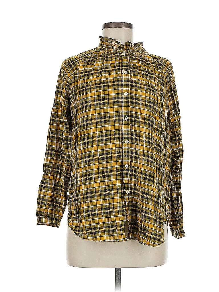 Pre-owned Ann Taylor Loft Long Sleeve Button Down Shirt In Yellow