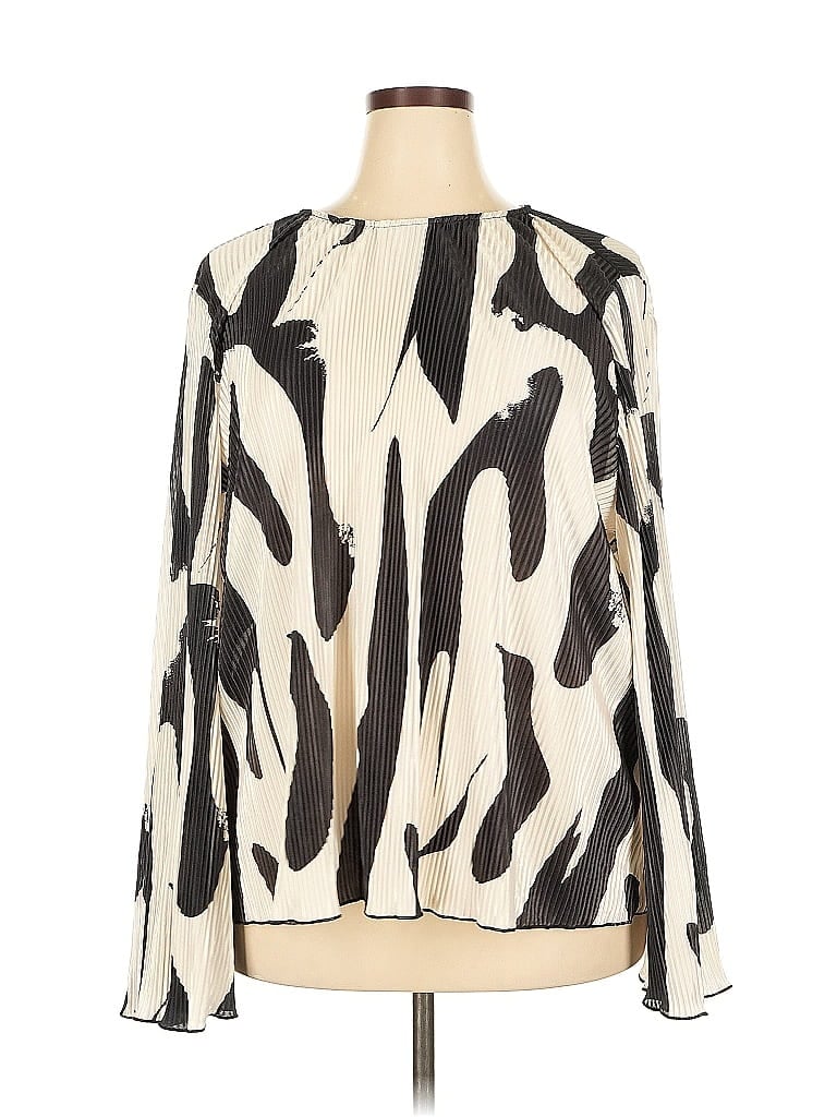 Pre-owned Shein Curve Long Sleeve Blouse In White