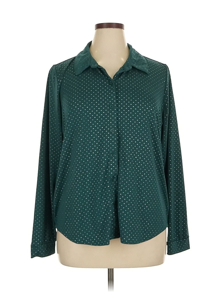 Pre-owned Adrianna Papell Long Sleeve Blouse In Blue