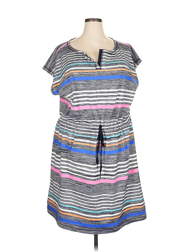 T by Talbots 100% Cotton Stripes Blue Casual Dress Size 3X - photo 1