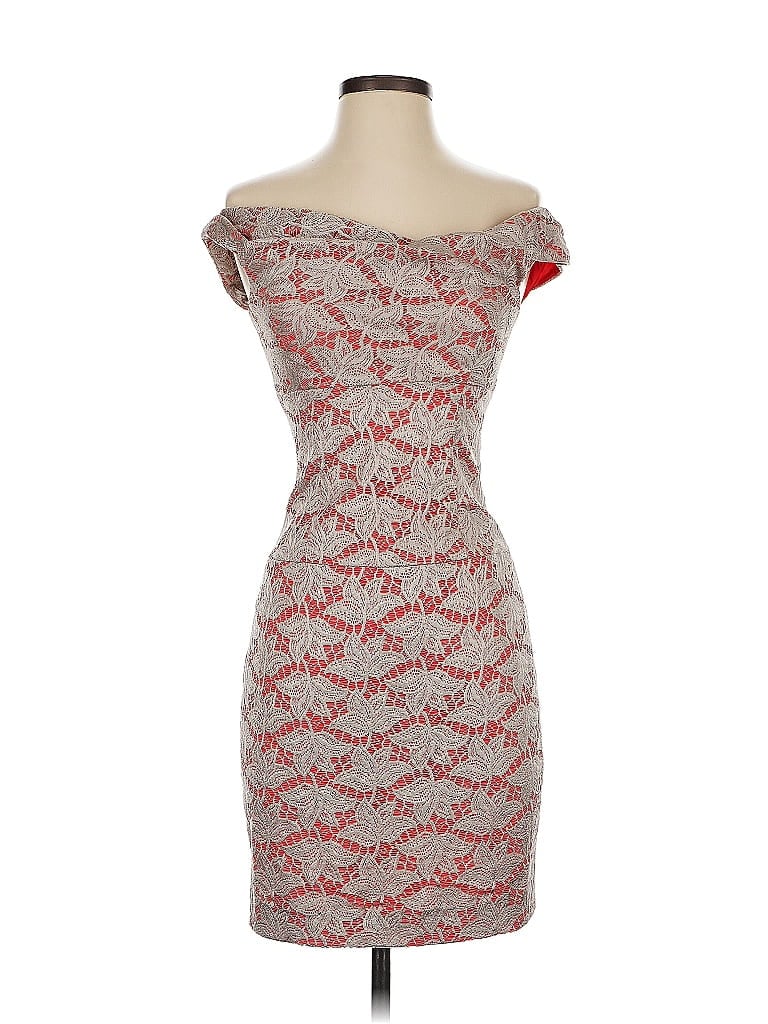 Black Halo Hearts Red Tan Cocktail Dress Size 0 - photo 1