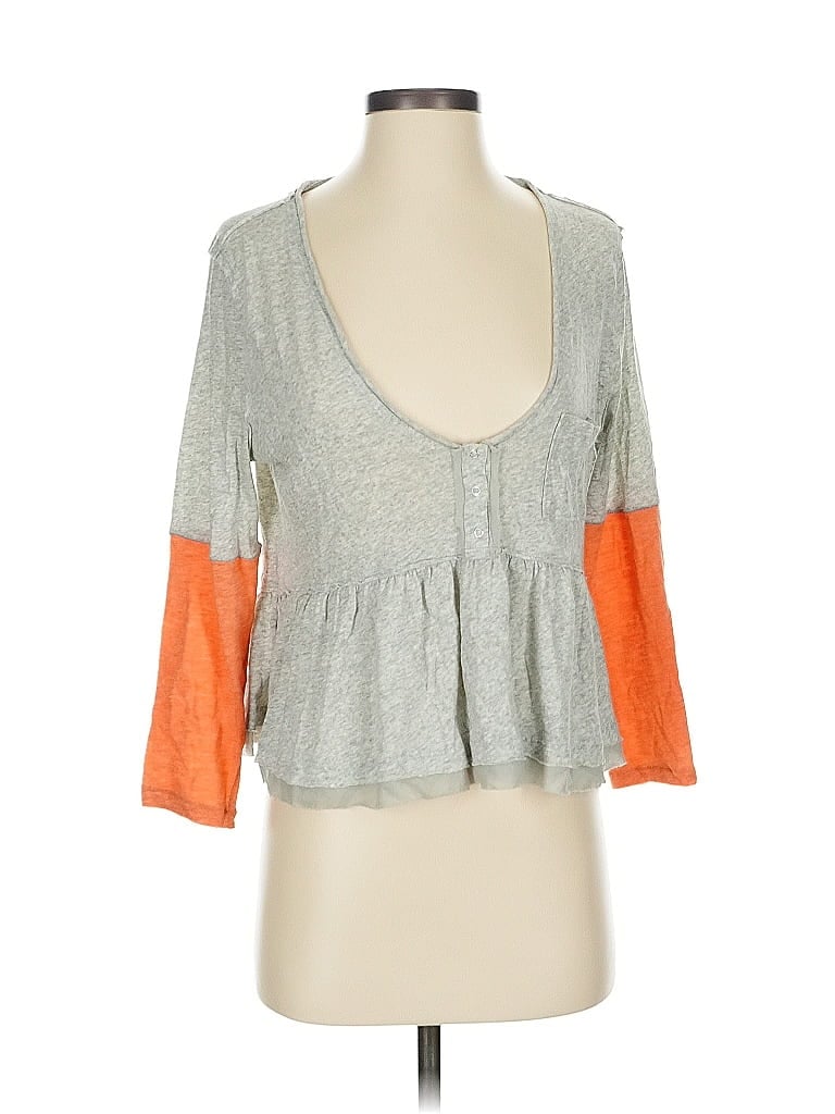 WE THE FREE Pre-owned 3/4 Sleeve T-shirt In Gray