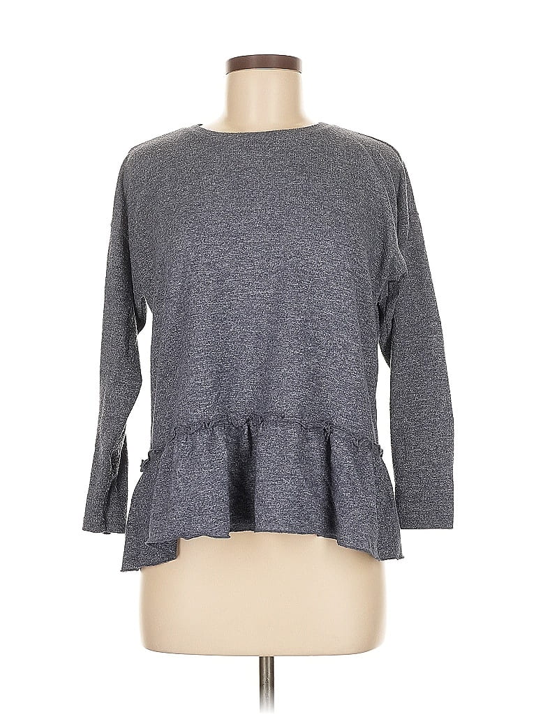 Pre-owned Michael Michael Kors Long Sleeve Top Gray Crew Neck Tops