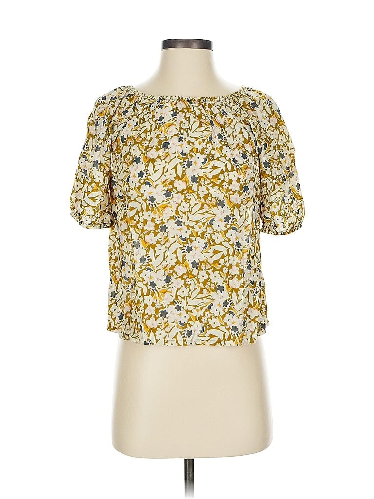 Pre-owned Sonoma Goods For Life Short Sleeve Blouse In Yellow