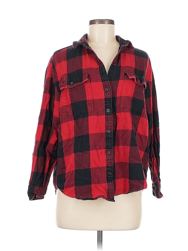 OLD NAVY Pre-owned Long Sleeve Button Down Shirt In Red