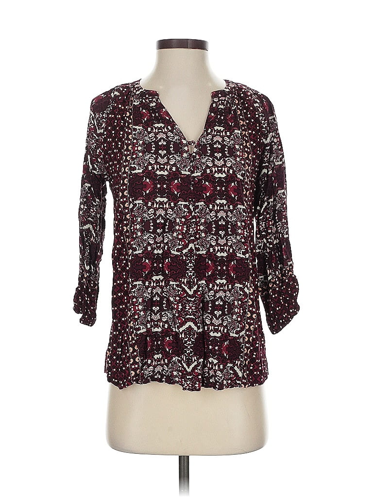 Pre-owned Cato 3/4 Sleeve T-shirt In Burgundy