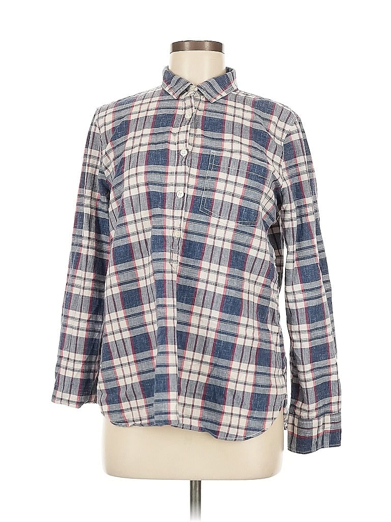 Pre-owned J.crew Factory Store Long Sleeve Button Down Shirt In Blue