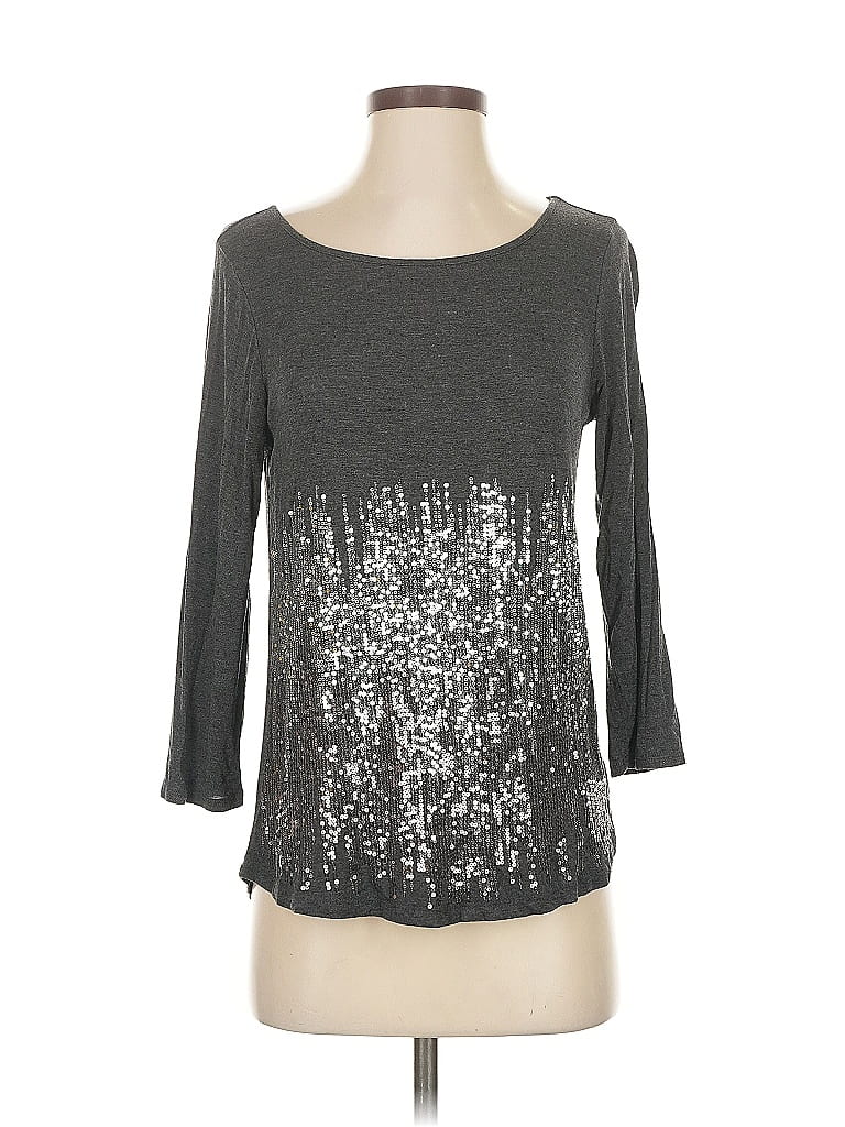 Pre-owned The Limited Outlet 3/4 Sleeve Top Gray Scoop Neck Tops