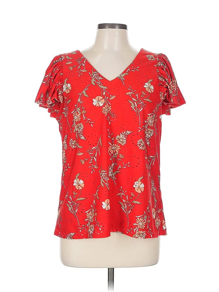 Pre-owned Cato Short Sleeve Blouse In Red