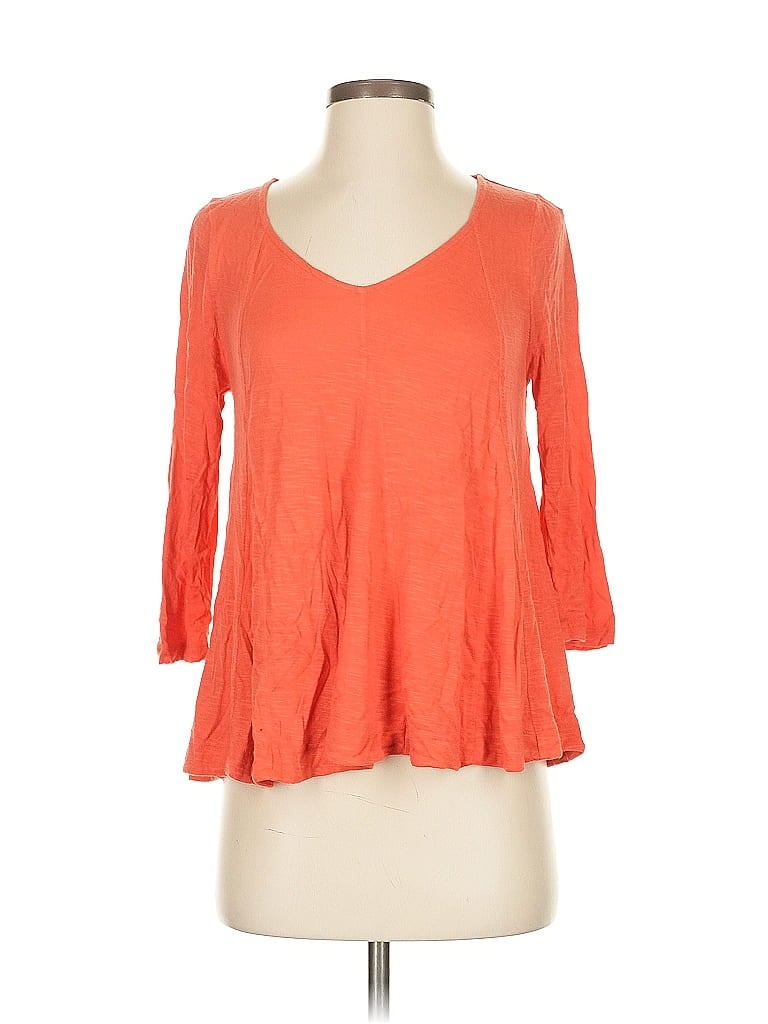 Pre-owned Deletta 3/4 Sleeve Top Orange Sweetheart Neckline Tops