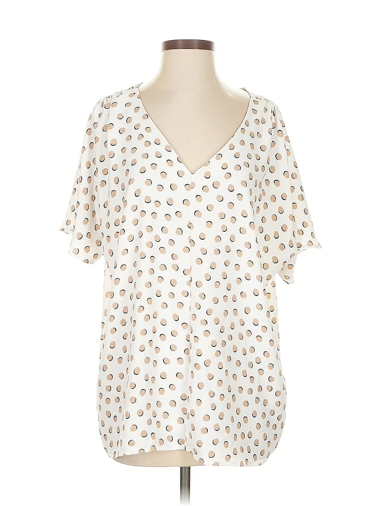 Pre-owned Ann Taylor Short Sleeve Blouse In White