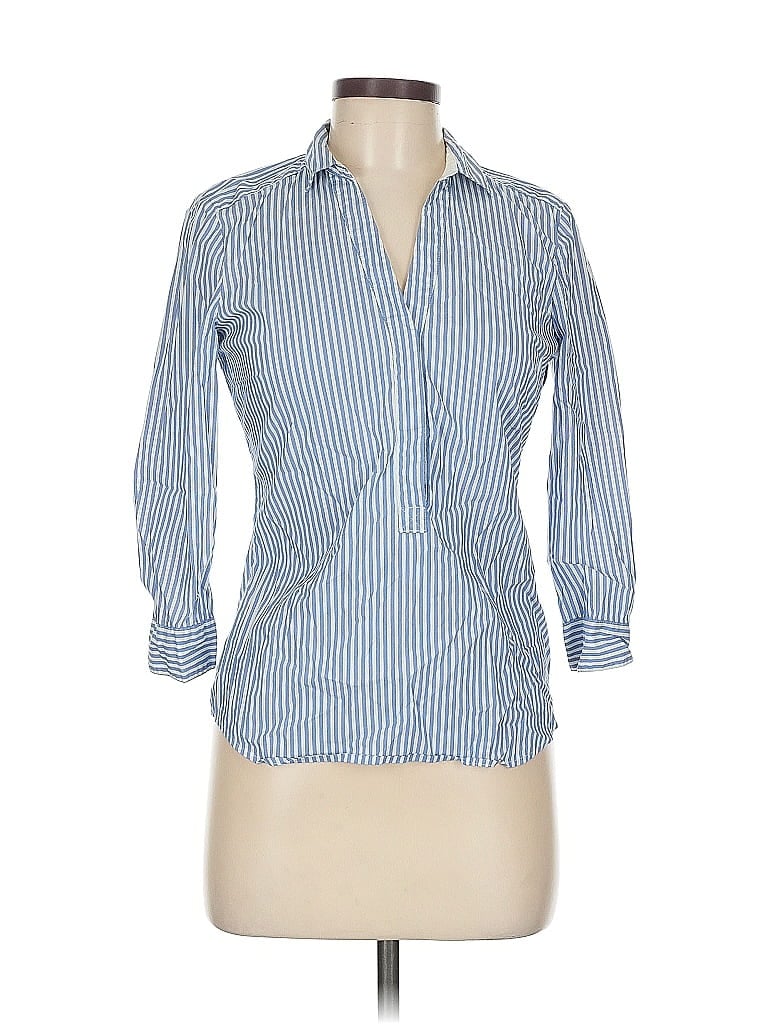 Pre-owned H&m 3/4 Sleeve Button Down Shirt In Blue