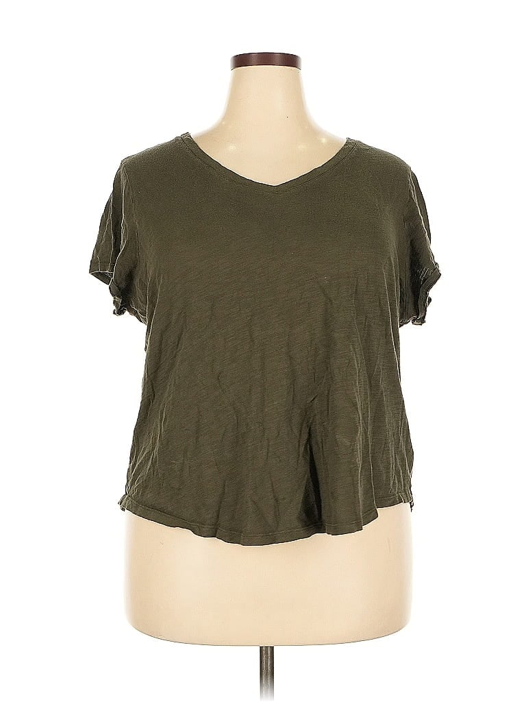 OLD NAVY Pre-owned Short Sleeve Top Green Scoop Neck Tops