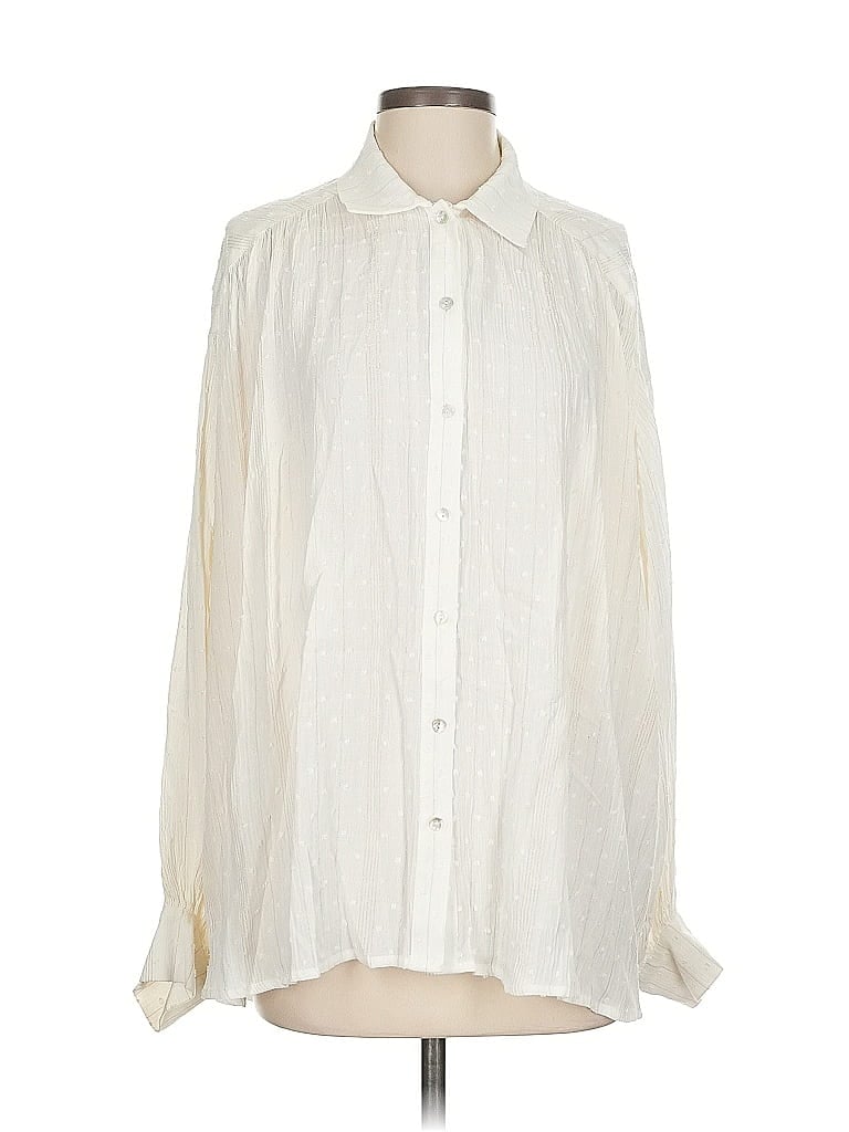 Pre-owned Molly Bracken Long Sleeve Blouse In White