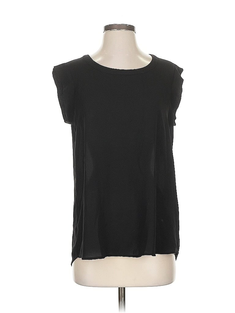 Pre-owned Pleione Short Sleeve Top Black Scoop Neck Tops