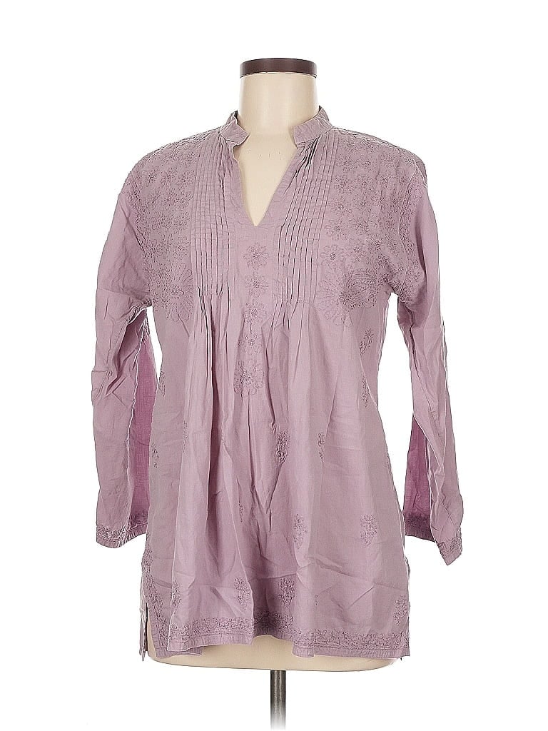 Pre-owned Unbranded 3/4 Sleeve Blouse In Purple