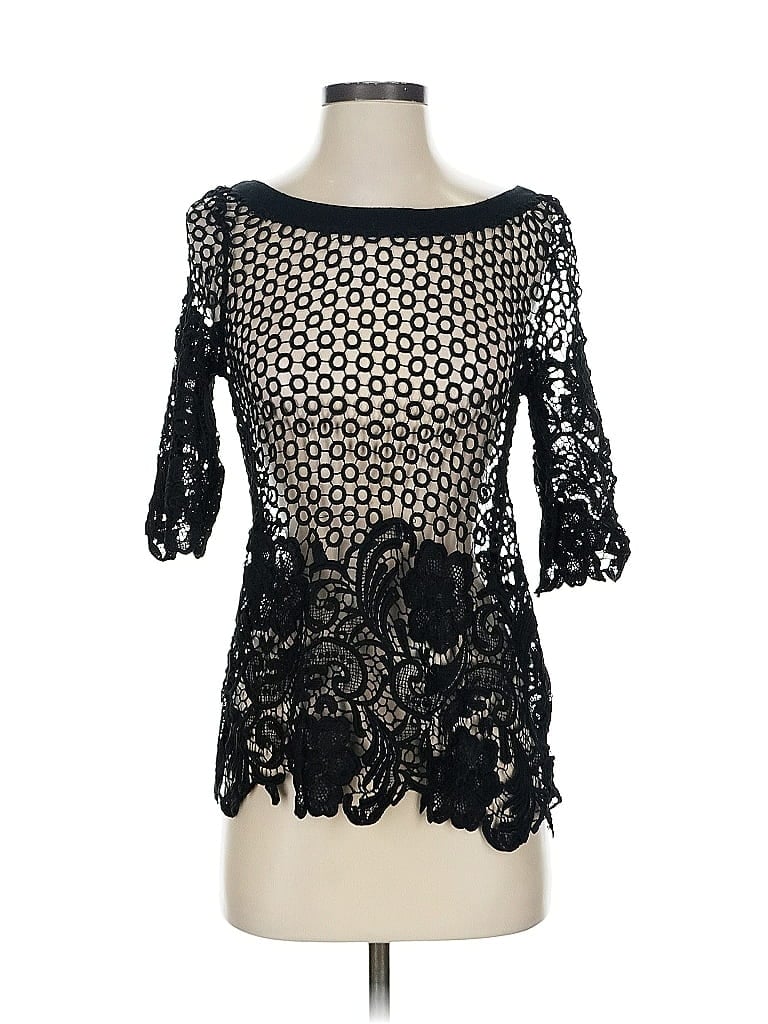 Millau 3/4 Sleeve Top Black Boatneck Tops In Black