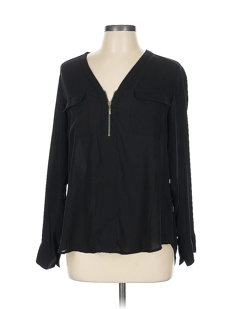 Pre-owned Express Outlet Long Sleeve Blouse In Black