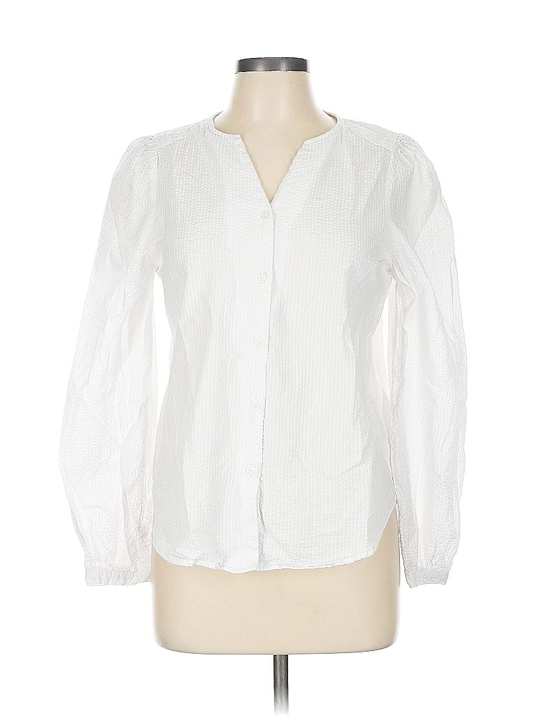 Pre-owned Assorted Brands Long Sleeve Blouse In White
