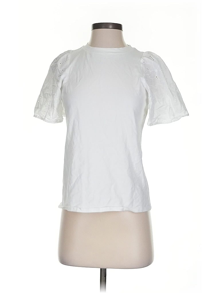 Pre-owned A New Day Short Sleeve Top White Mock Neckline Tops