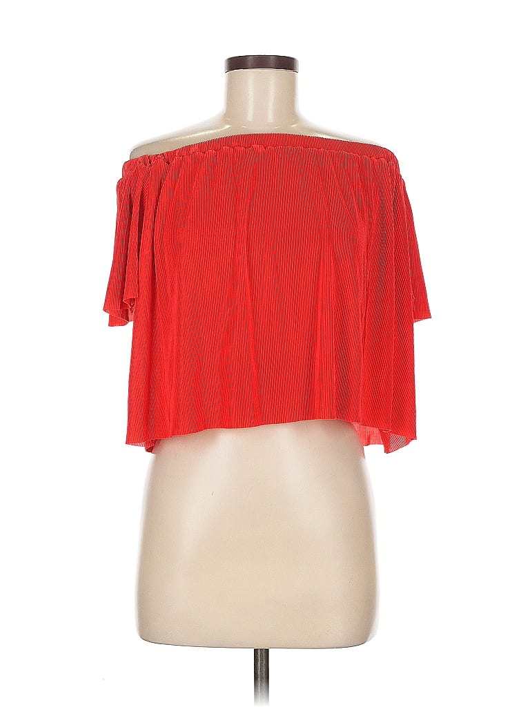 Pre-owned Elodie Short Sleeve Top Red Off The Shoulder Neckline Tops