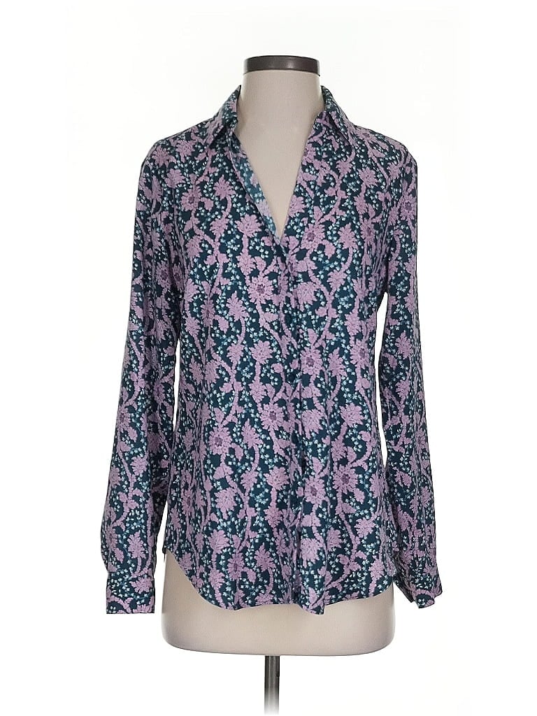 Pre-owned Ann Taylor Long Sleeve Blouse In Purple