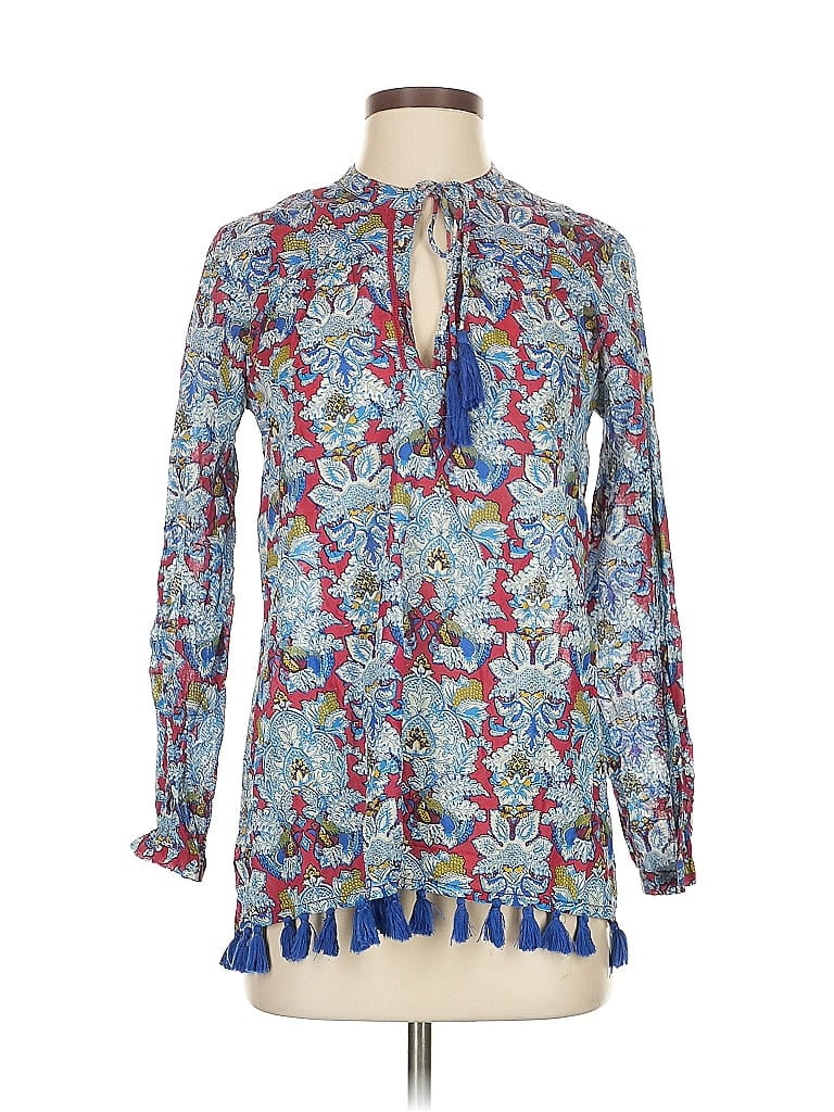 Pre-owned Roller Rabbit 3/4 Sleeve Blouse In Blue