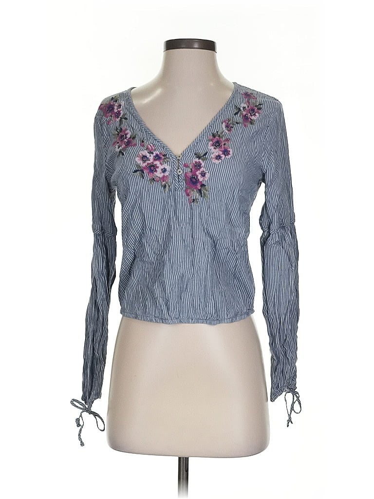 Pre-owned Abercrombie & Fitch Long Sleeve Blouse In Gray