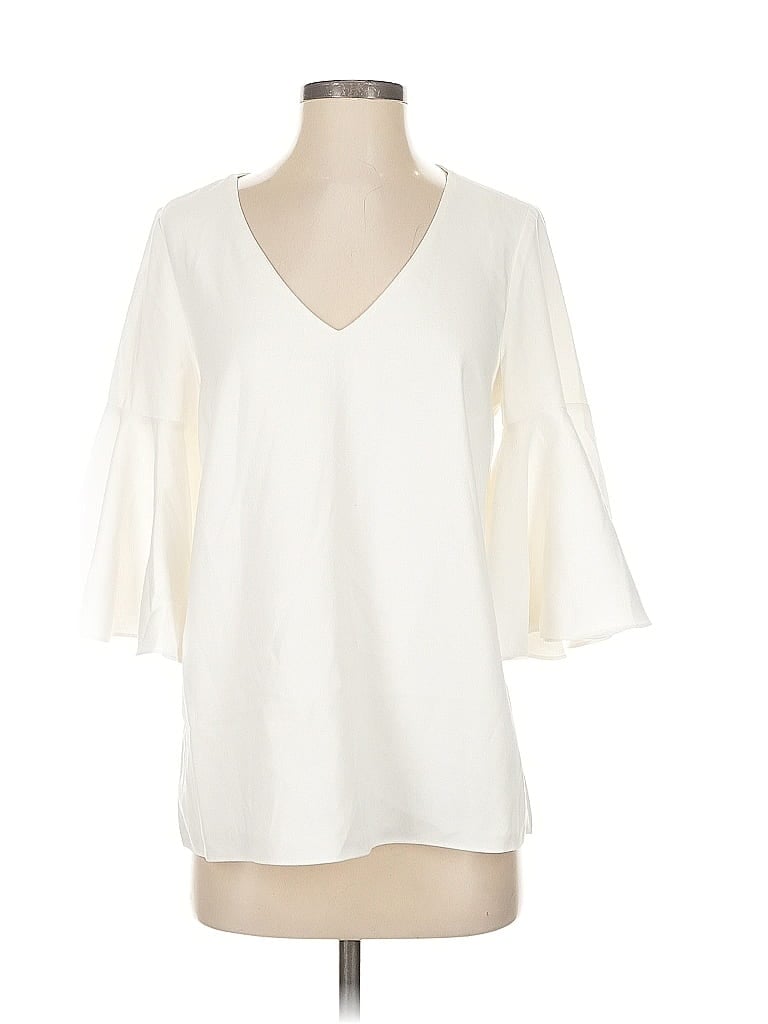 CATHERINE CATHERINE MALANDRINO Pre-owned 3/4 Sleeve Top Ivory V Neck Tops In White