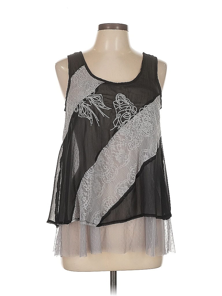 Pre-owned Ya Los Angeles Sleeveless Silk Top Silver Halter Neckline Tops