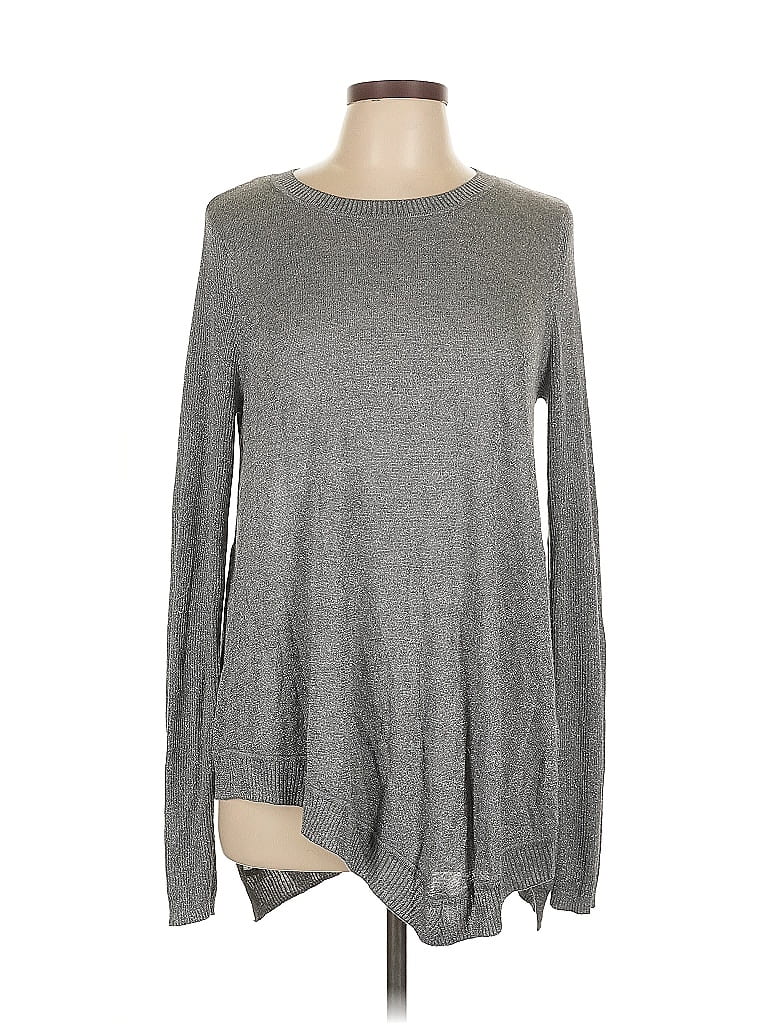 Pre-owned Verve Ami Long Sleeve Top Gray Crew Neck Tops