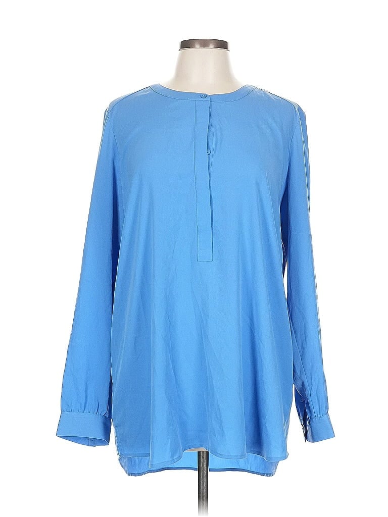 Pre-owned Nydj Long Sleeve Blouse In Blue