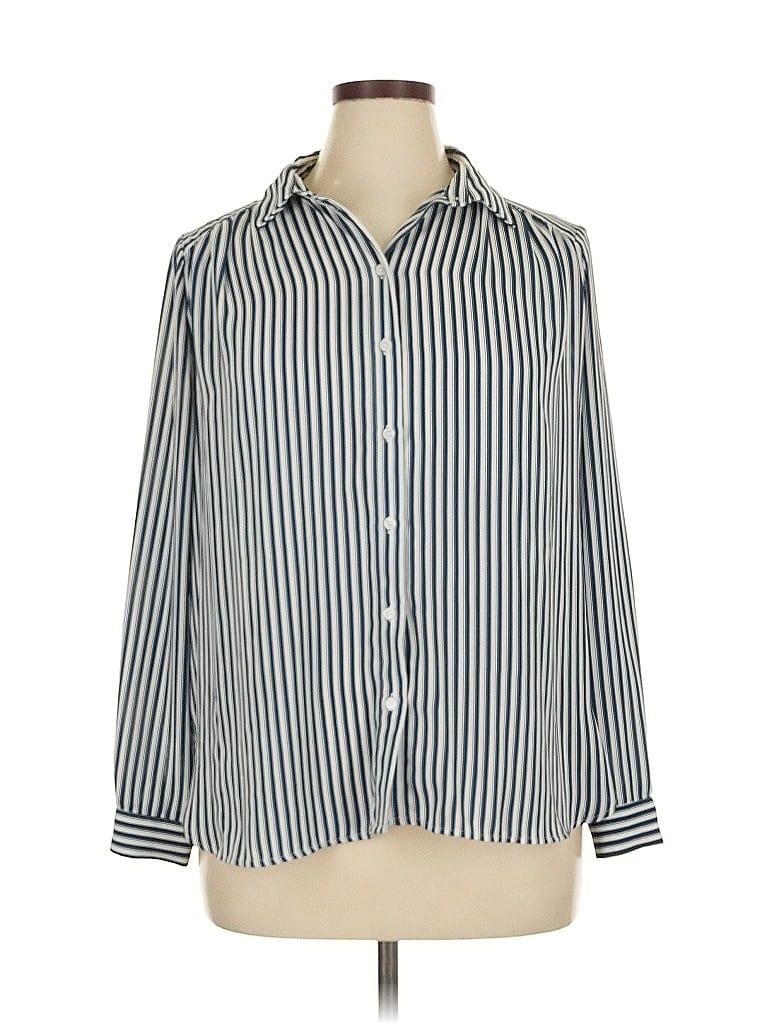 H&M Pre-owned Long Sleeve Blouse In Blue