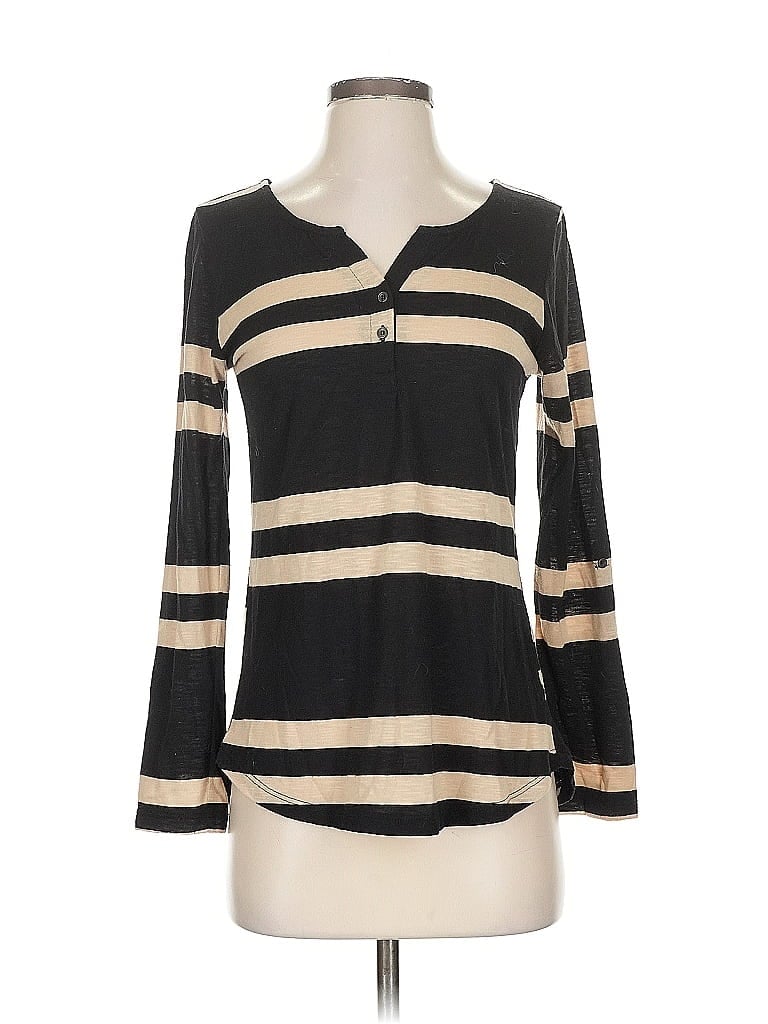 Pre-owned Allison Brittney Long Sleeve Henley Shirt In Black