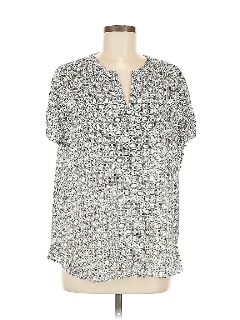Pre-owned Pleione Short Sleeve Blouse In Gray