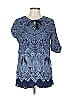 Chico's Blue Short Sleeve Blouse Size Lg (2) - photo 1