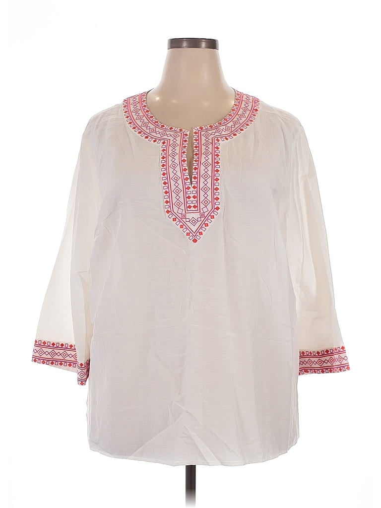 Pre-owned Doncaster Collection 3/4 Sleeve Blouse In White