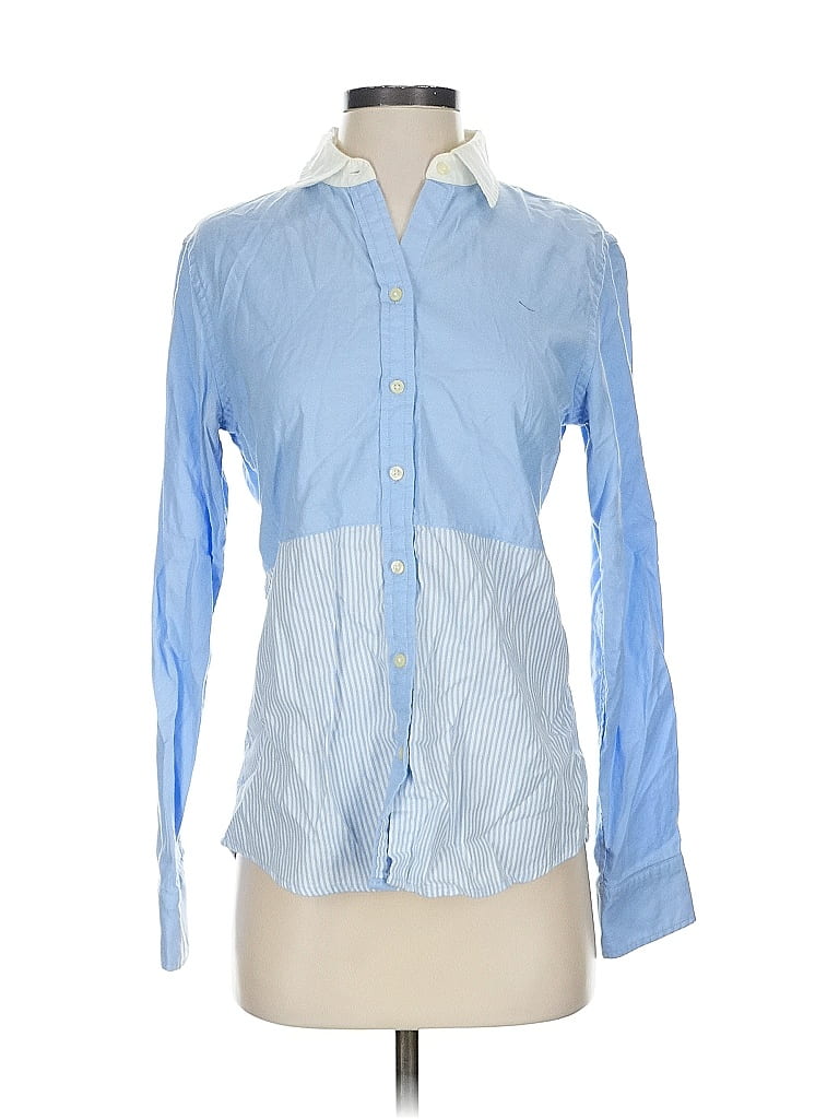 BANANA REPUBLIC Pre-owned Long Sleeve Polo Shirt In Blue