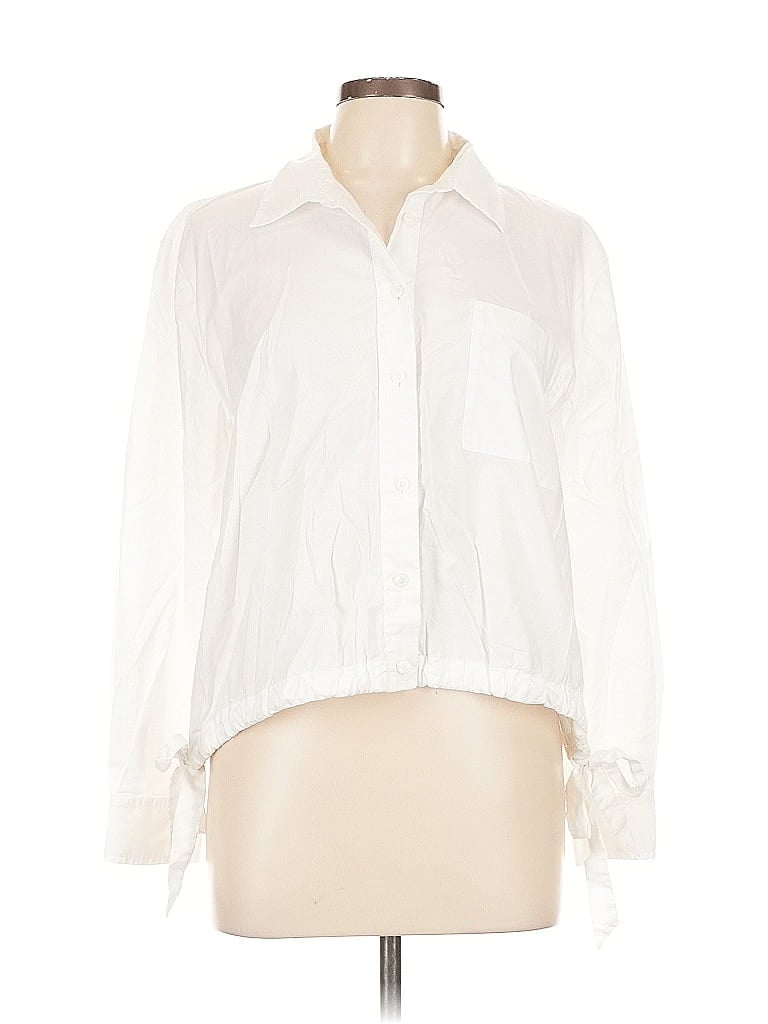 Pre-owned Ann Taylor Loft Long Sleeve Blouse In White