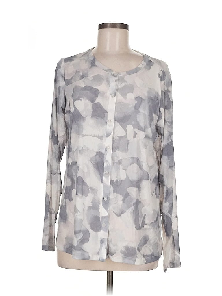 Pre-owned Logo By Lori Goldstein Cardigan Sweater In Gray