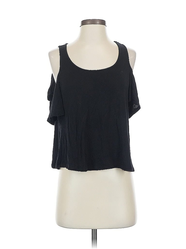 Pre-owned Forever 21 Contemporary Sleeveless Top Black Cold Shoulder Neckline Tops