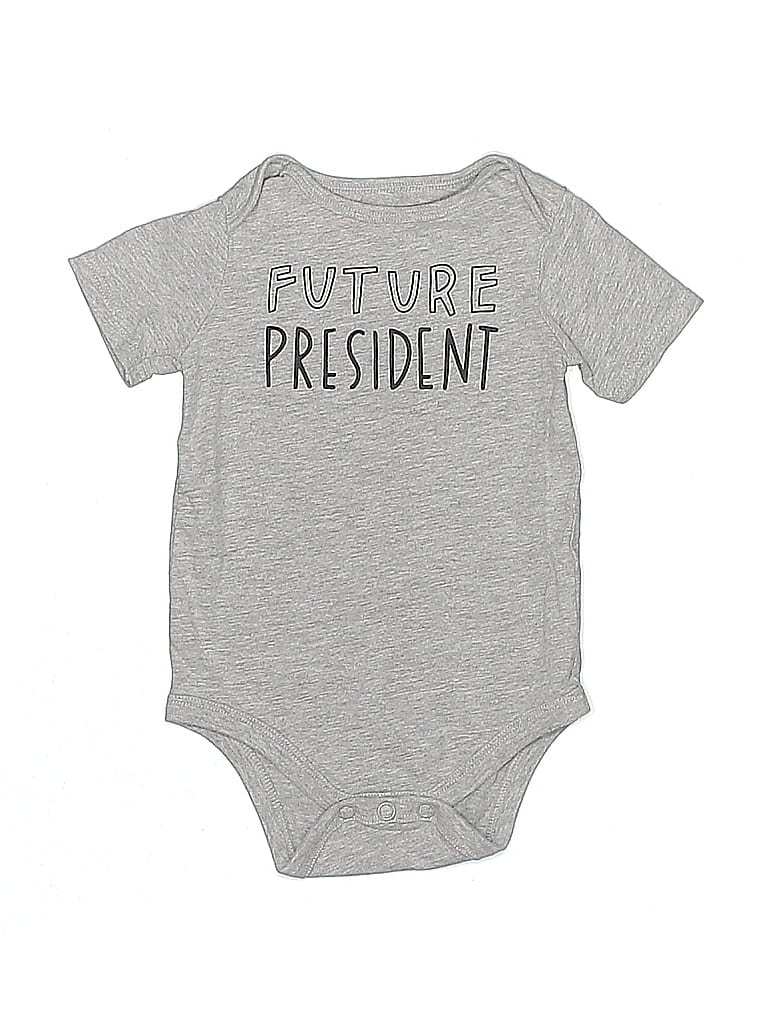 Pre-owned Cat & Jack Babies' Short Sleeve Onesie In Gray