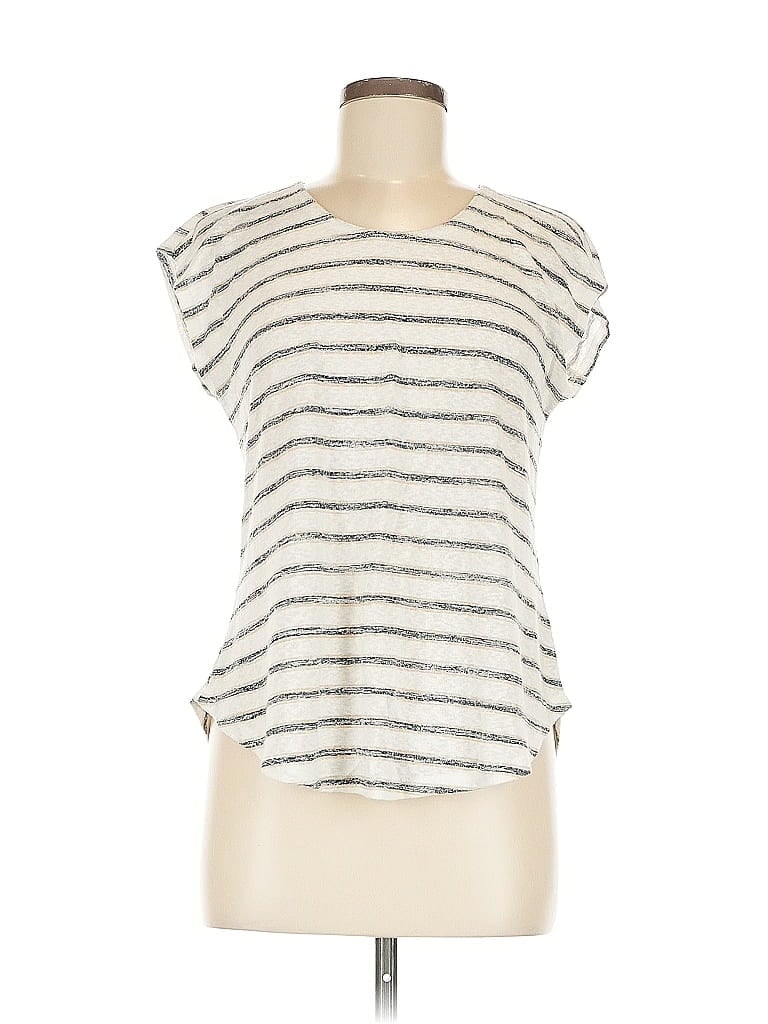 Pre-owned Bobeau Short Sleeve Top Silver Boatneck Tops