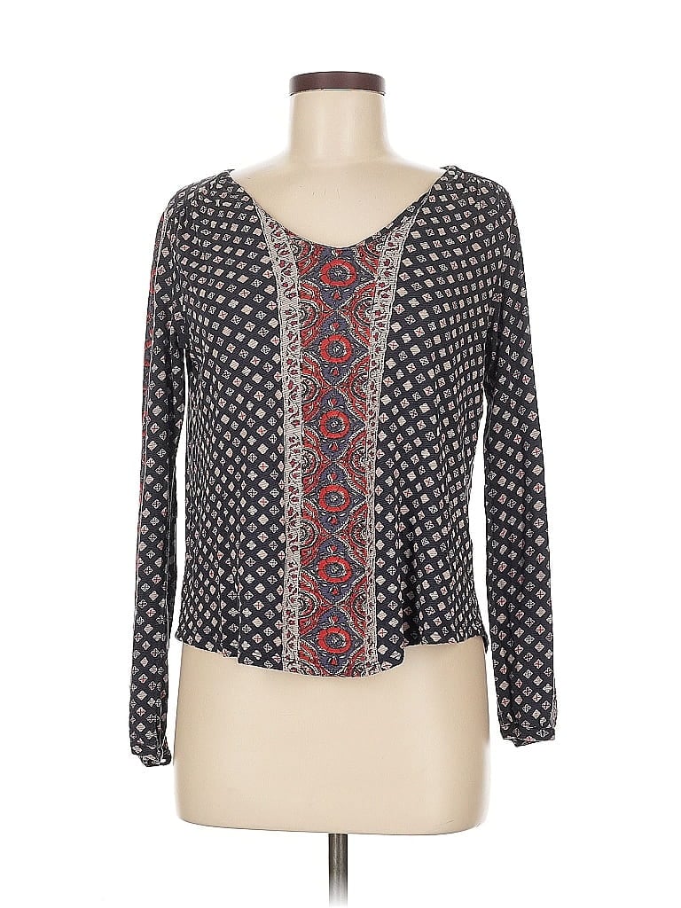 Pre-owned Lucky Brand Long Sleeve Blouse In Blue