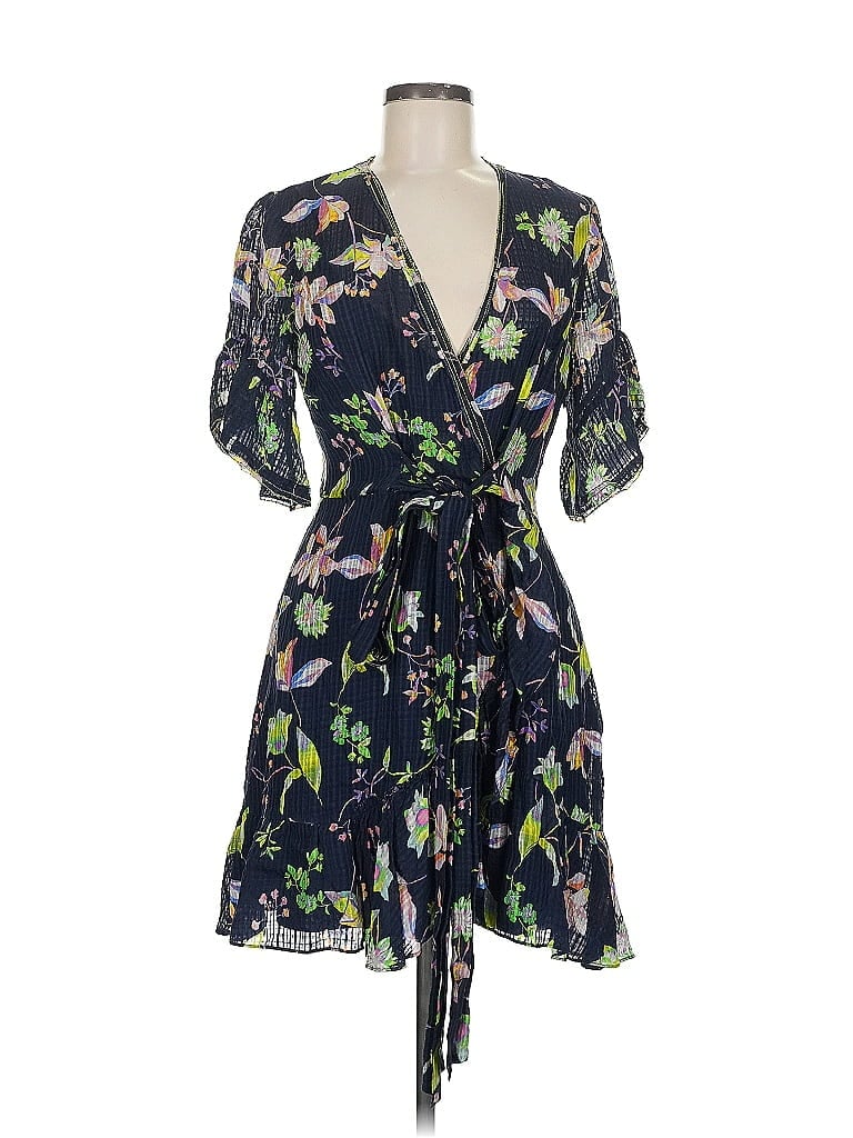 Tanya Taylor Floral Blue Cocktail Dress Size 6 - photo 1