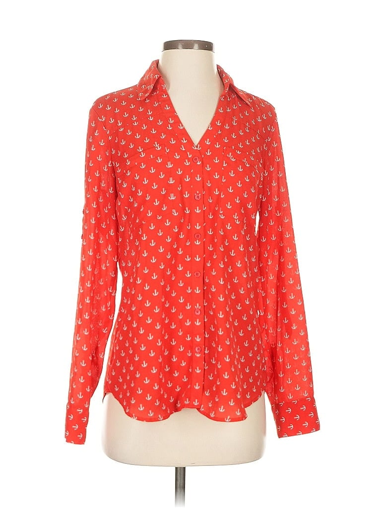 EXPRESS Pre-owned Long Sleeve Blouse In Red