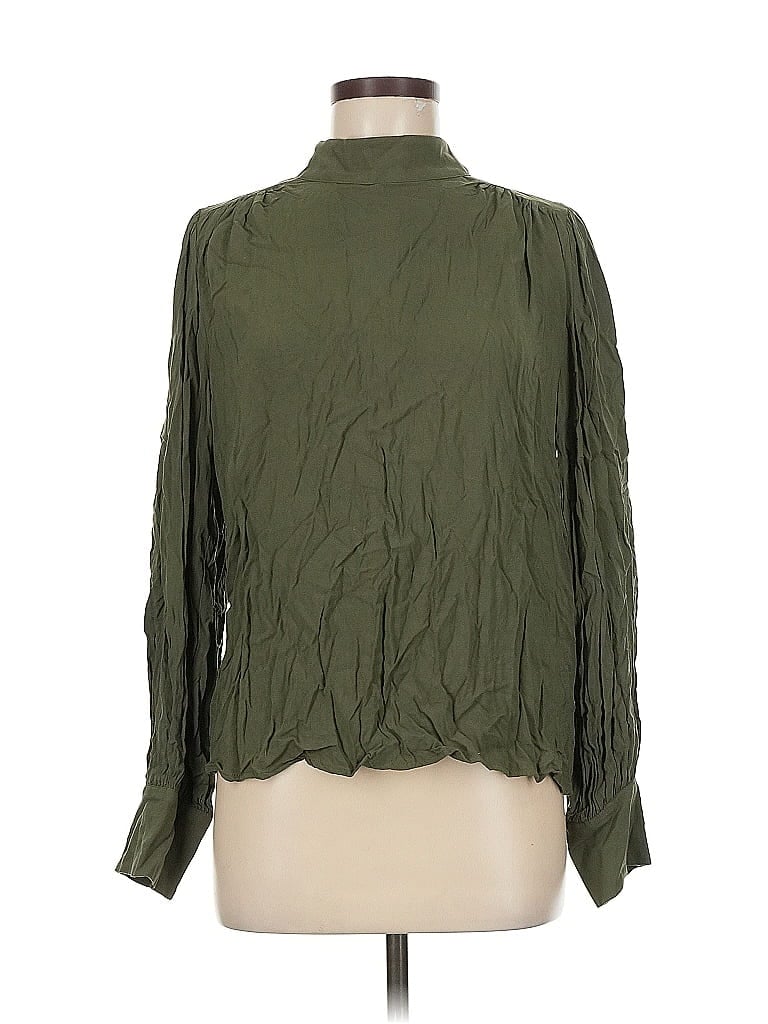 Pre-owned Express Outlet Long Sleeve Blouse In Green