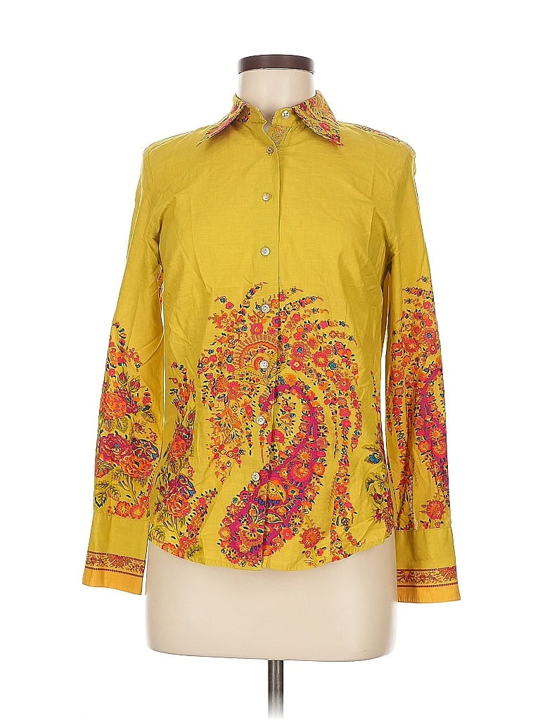 Pre-owned Robert Graham Long Sleeve Blouse In Yellow